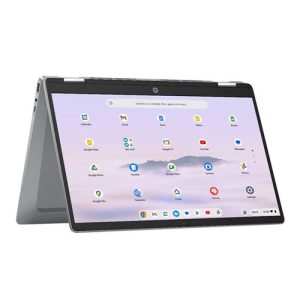 HP Chromebook Plus x360 14b-cd0006nr 14" 2-in-1 Laptop Computer - Meteor Silver; Intel Core i3-N305 1.8GHz Processor; 8GB LPDDR5-4800 Onboard RAM; 128GB UFS Storage; Intel UHD Graphics