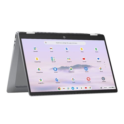 HP Chromebook Plus x360 14b-cd0006nr 14" 2-in-1 Laptop Computer - Meteor Silver; Intel Core i3-N305 1.8GHz Processor; 8GB LPDDR5-4800 Onboard RAM; 128GB UFS Storage; Intel UHD Graphics