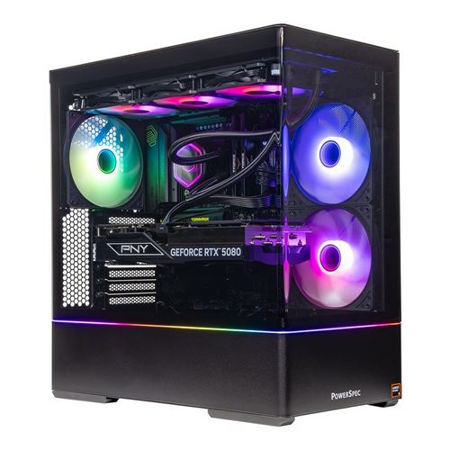 PowerSpec G913 Gaming PC; AMD Ryzen 9 9900X3D 4.4GHz Processor; NVIDIA GeForce RTX 5080 16GB GDDR7; 64GB DDR5-6000 RAM; 2TB Solid State Drive