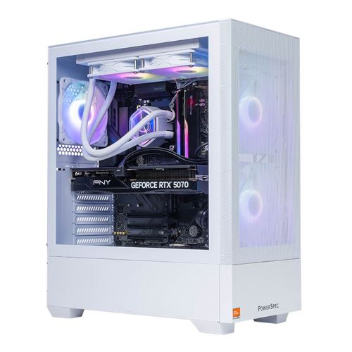 PowerSpec G728 Gaming PC; AMD Ryzen 5 7600X3D 4.1GHz Processor; NVIDIA GeForce RTX 5070 12GB GDDR7; 32GB DDR5-6000 RAM; 2TB Solid State Drive