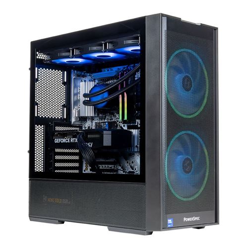 PowerSpec G458 Gaming PC; Intel Core Ultra 7 270K Plus 3.2GHz Processor; NVIDIA GeForce RTX 5070 12GB GDDR7; 32GB DDR5-6000 RAM; 2TB Solid State Drive