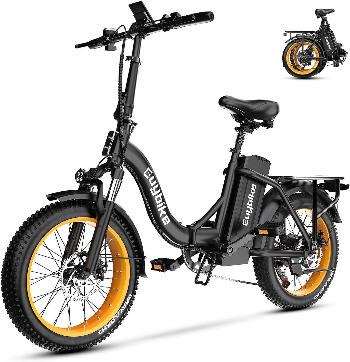 Folding Electric Bike for Adults with Peak 1000W Motor, 48V 20AH Battery up to 80 Miles, 20" Fat Tire All Terrain Ebike, Front Suspension 7-Speed Commuter E Bike, Step-Thru, UL Certified