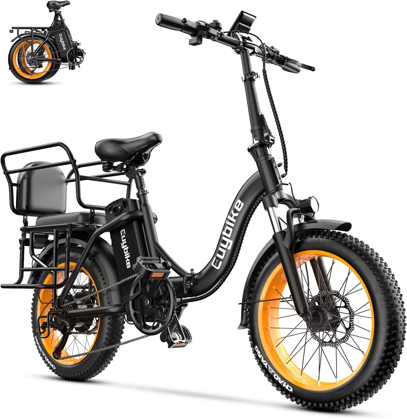 Folding Electric Bike for Adults with Peak 1000W Motor, 48V 20AH Battery up to 80 Miles, 20" Fat Tire All Terrain Ebike, Front Suspension 7-Speed Commuter E Bike, Step-Thru, UL Certified