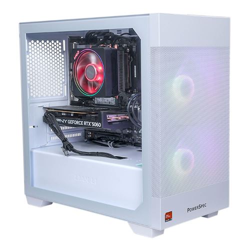 PowerSpec G537 Gaming PC;  AMD Ryzen 5 7500X3D 4.0GHz Processor;  NVIDIA GeForce RTX 5060 8GB GDDR7;  16GB DDR5-6000 RAM;  1TB Solid State Drive