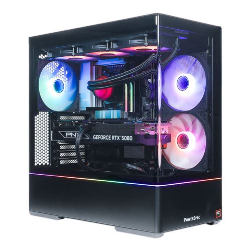 PowerSpec G915 Gaming PC;  AMD Ryzen 9 9900X3D 4.4GHz Processor;  NVIDIA GeForce RTX 5080 16GB GDDR7;  64GB DDR5-6000 RAM;  2TB Solid State Drive