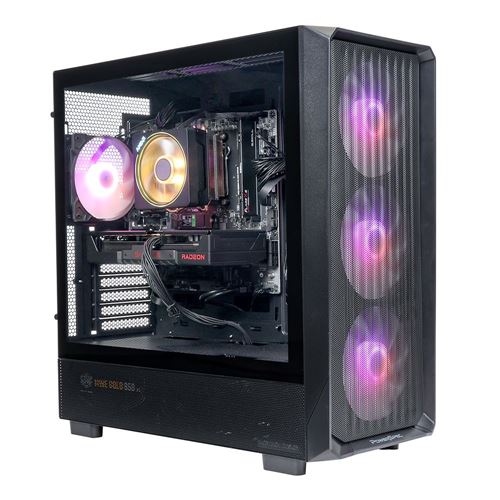 PowerSpec G538 Gaming PC;  AMD Ryzen 5 7500X3D 4.0GHz Processor;  AMD Radeon RX 9060XT 16GB GDDR6;  16GB DDR5-6000 RAM;  1TB Solid State Drive